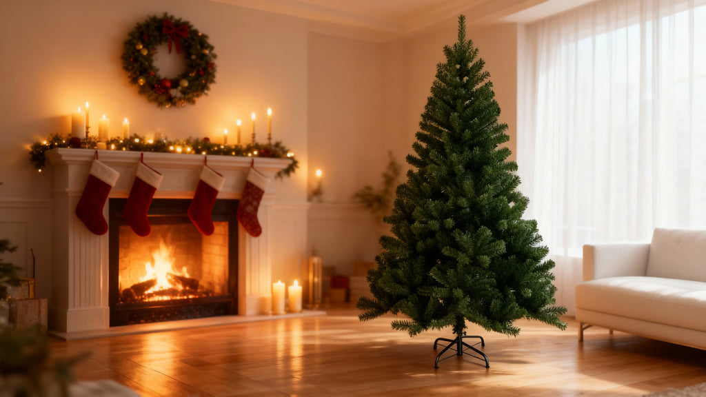 Albero di Natale artificiale 180cm in PVC verde e metallo rinforzato, folto, effetto realistico con borsone incluso