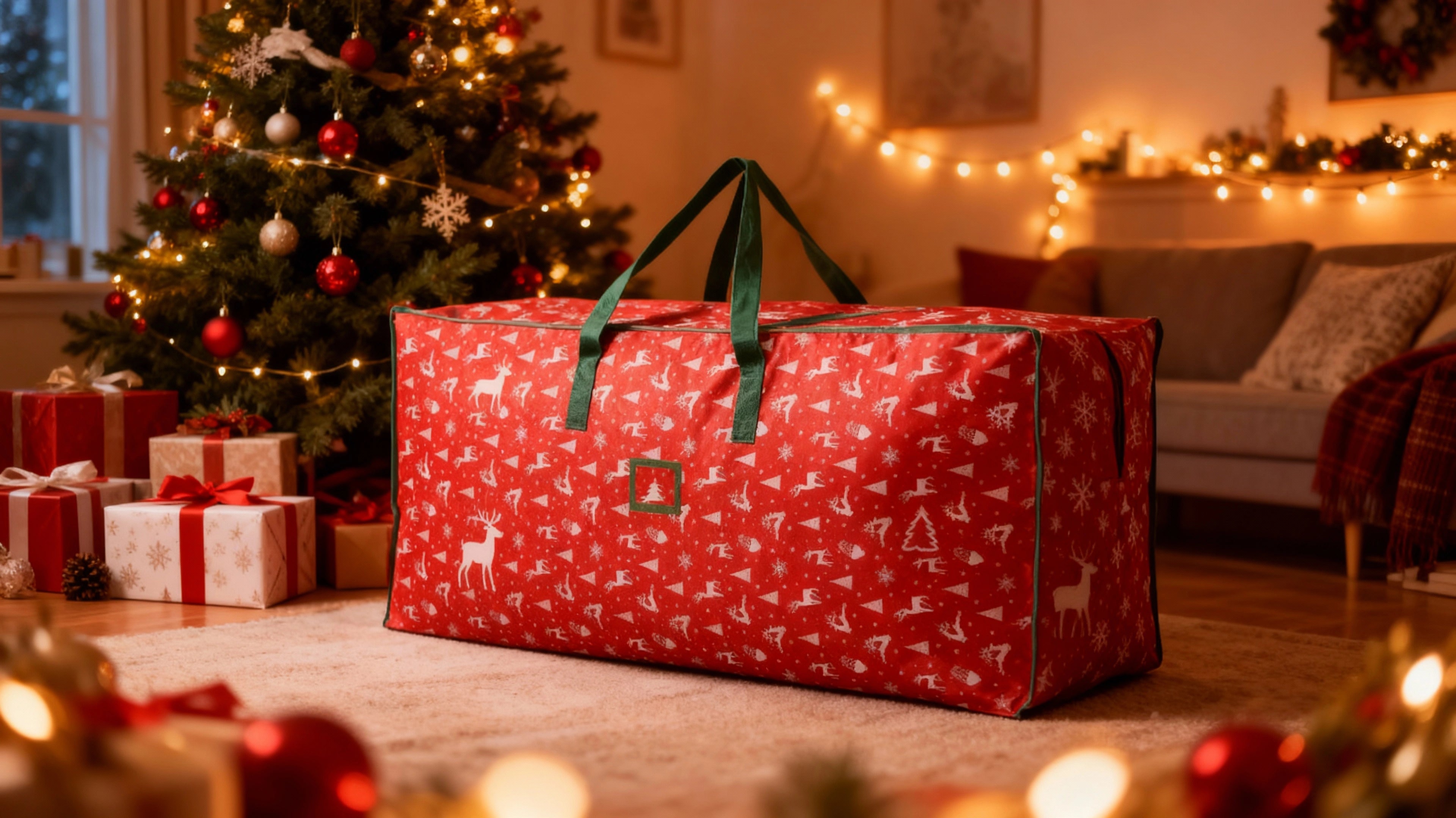 Borsa porta albero di Natale rossa