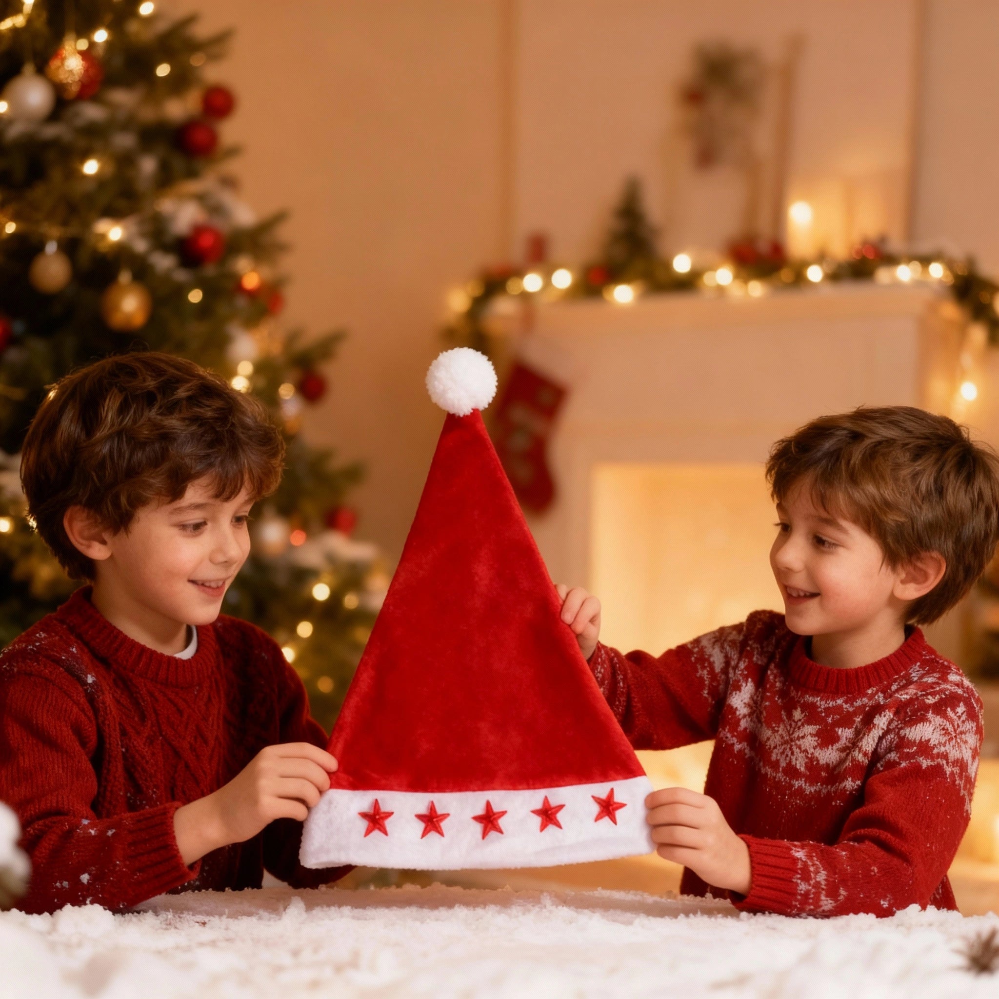 Cappello di Babbo Natale con stelle luminose