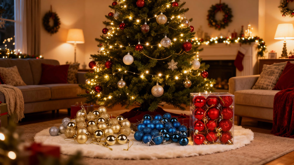 Palline di Natale 24 pezzi rosse, lucide, opache e glitterate Ø3cm