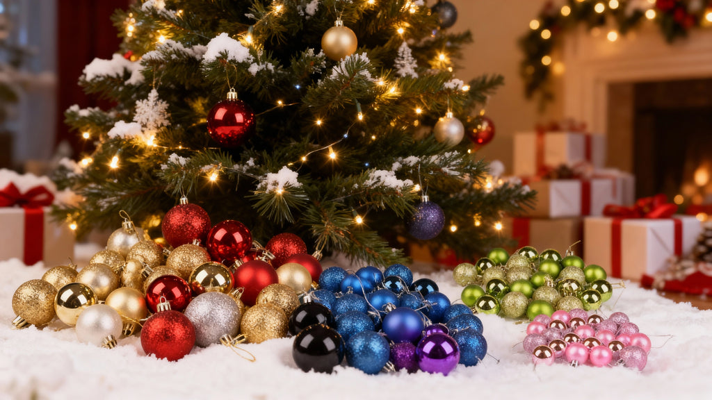 Set di palline di Natale in plastica, 44 pezzi, 3-6 cm, decorazioni per albero di Natale con gancio, infrangibili, decorazioni per albero di Natale, colore bianco e argento