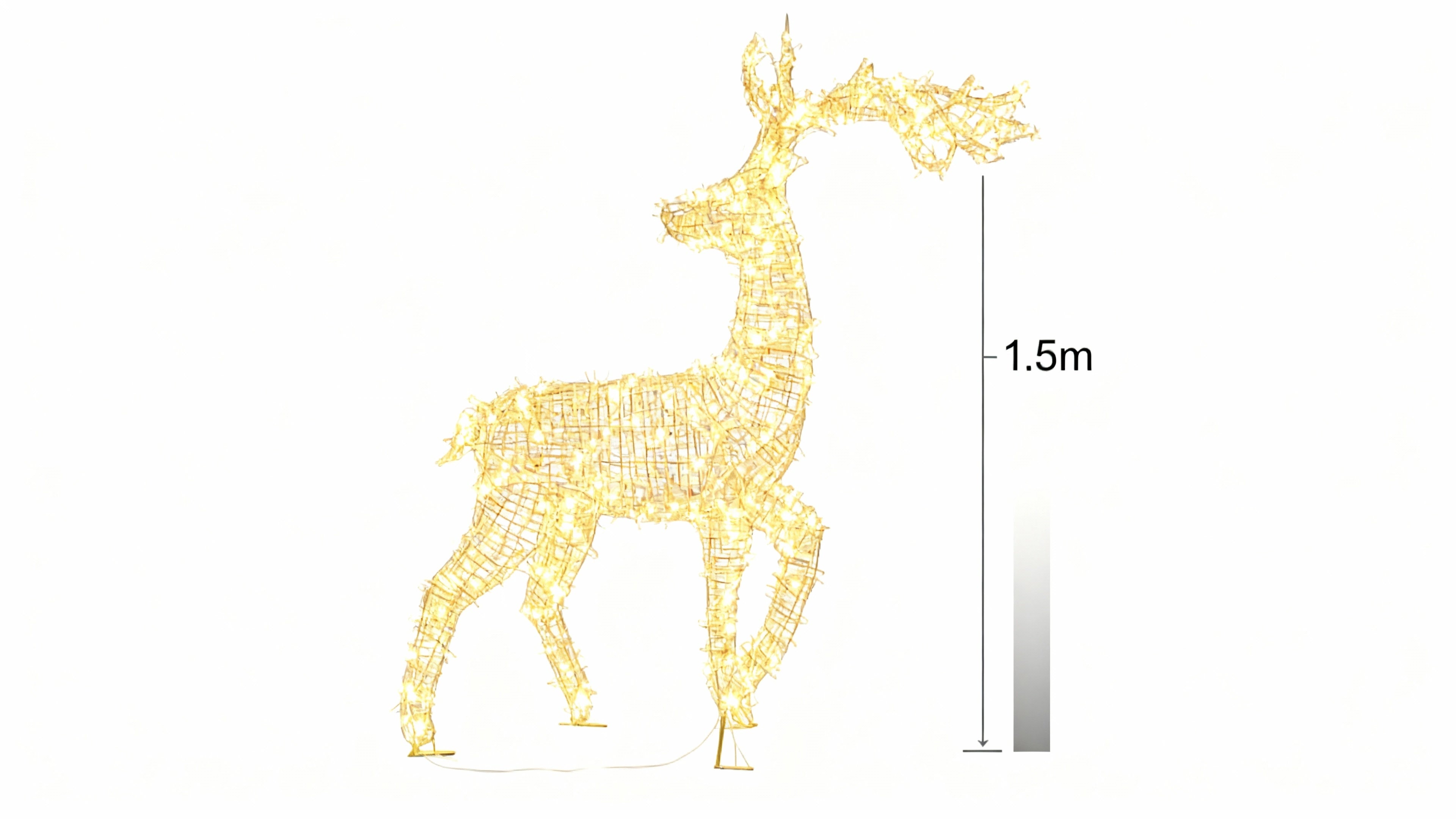 Renna luminosa LED 1,5m luce calda per interno ed esterno