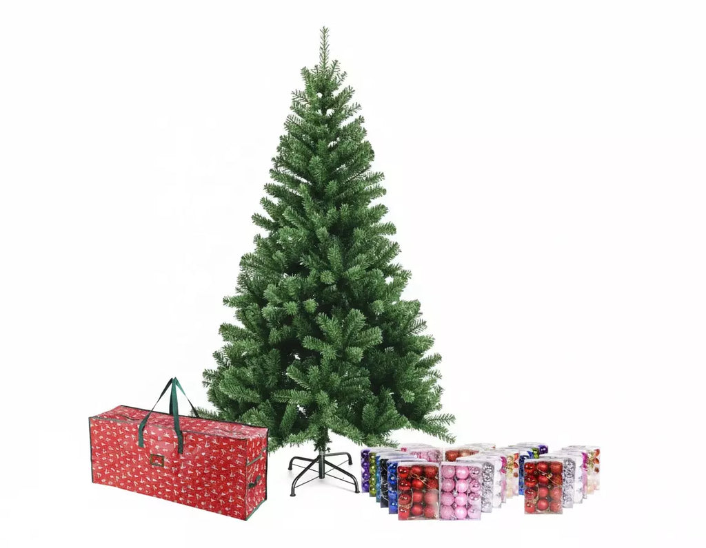 Albero di Natale artificiale 180cm in PVC verde e metallo rinforzato, folto, effetto realistico con borsone incluso